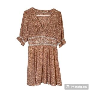 Chelsea and Violet Babydoll Floral Print Dress with Lace Detail